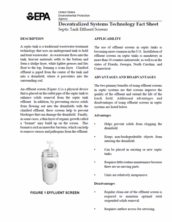 Septic Tank Effluent Screens